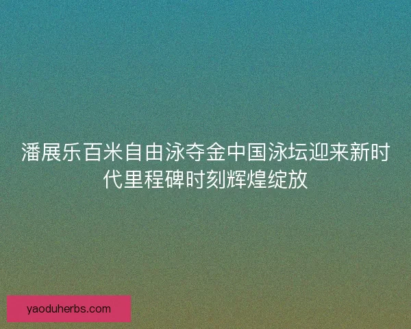 潘展乐百米自由泳夺金中国泳坛迎来新时代里程碑时刻辉煌绽放