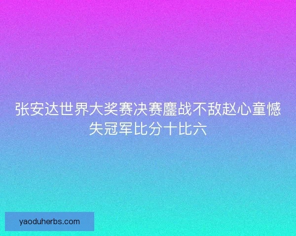 张安达世界大奖赛决赛鏖战不敌赵心童憾失冠军比分十比六