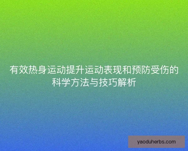 有效热身运动提升运动表现和预防受伤的科学方法与技巧解析
